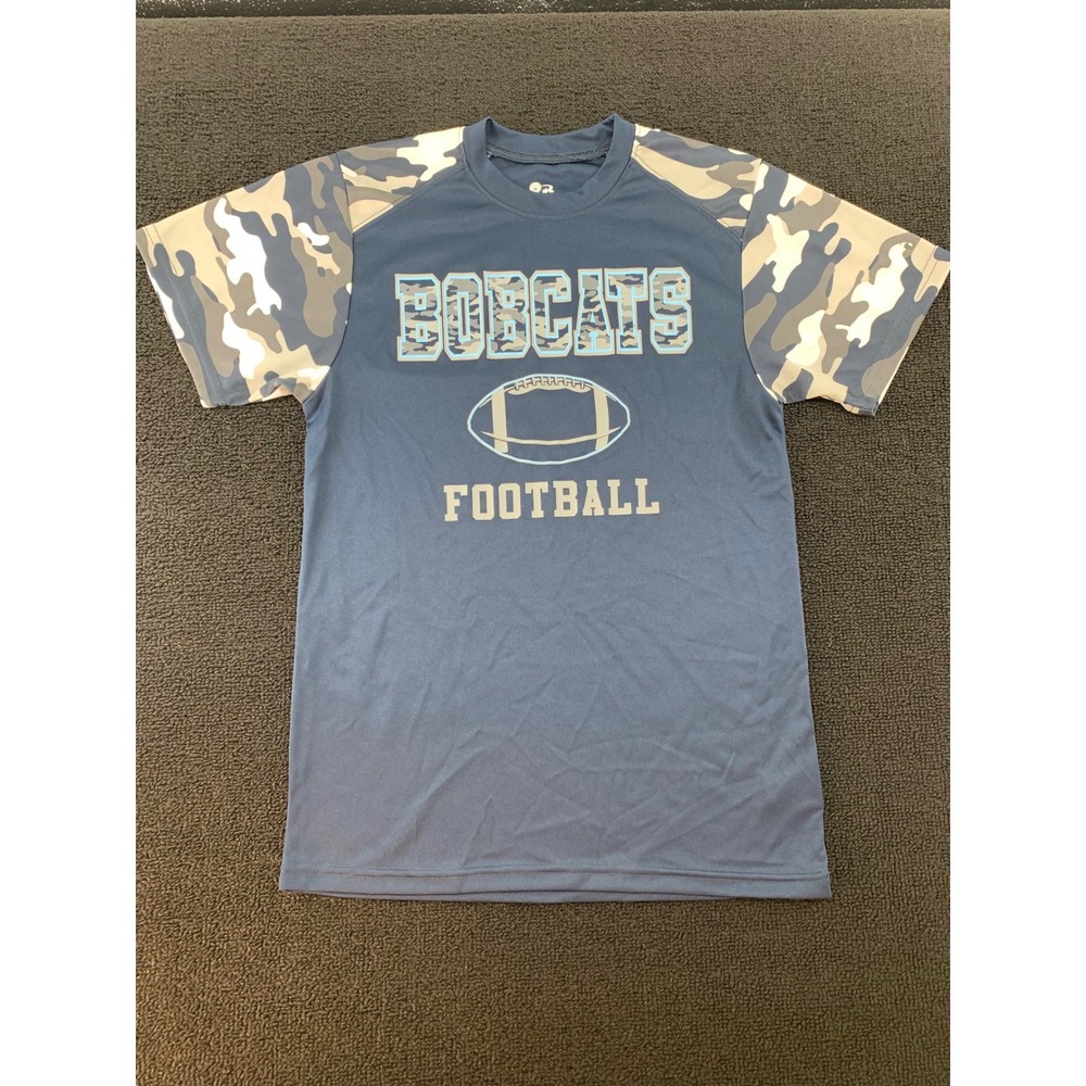 Youth Medium Bobcats Football T Shirt Raglan Camo Sleeve Badger Sport